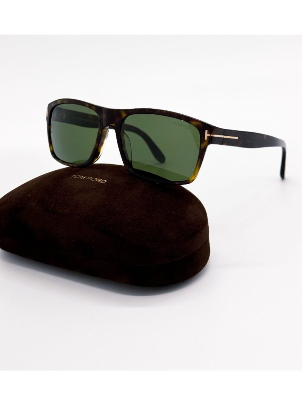 New Tom Ford August TF678 52N Havana Green Square Men Sunglasses Authentic